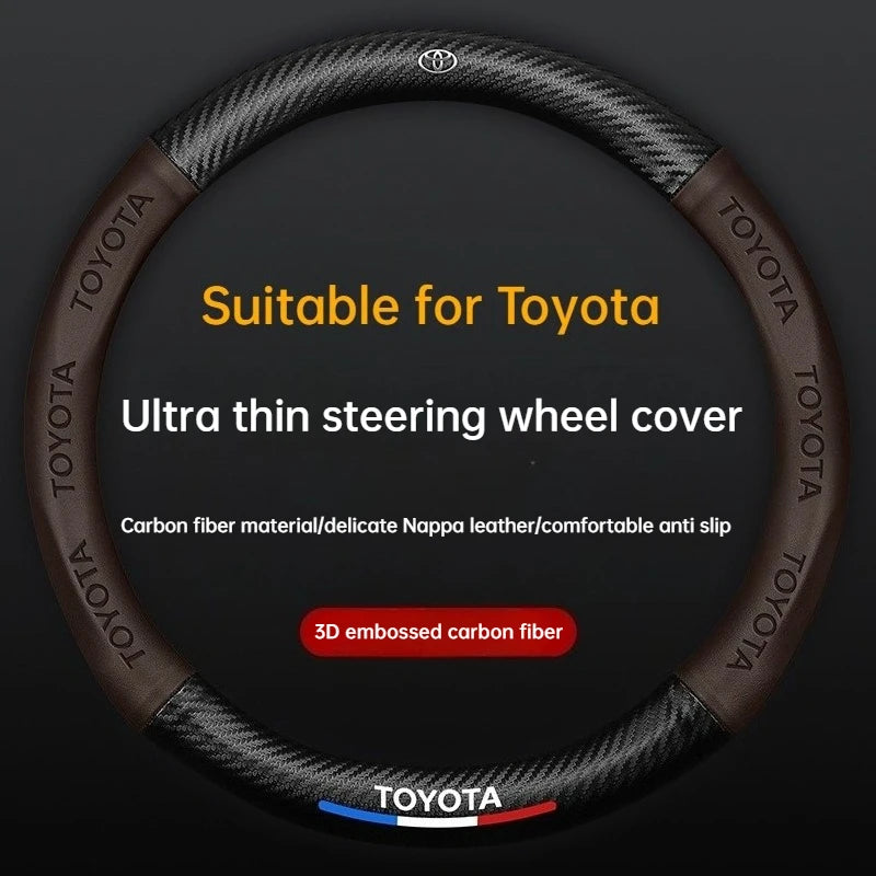 Universal Carbon Fiber Steering Wheel Cover for Toyota Corolla Vios Camry - Fits Crown Highlander Levin Ruizhi - Four Seasons Fi