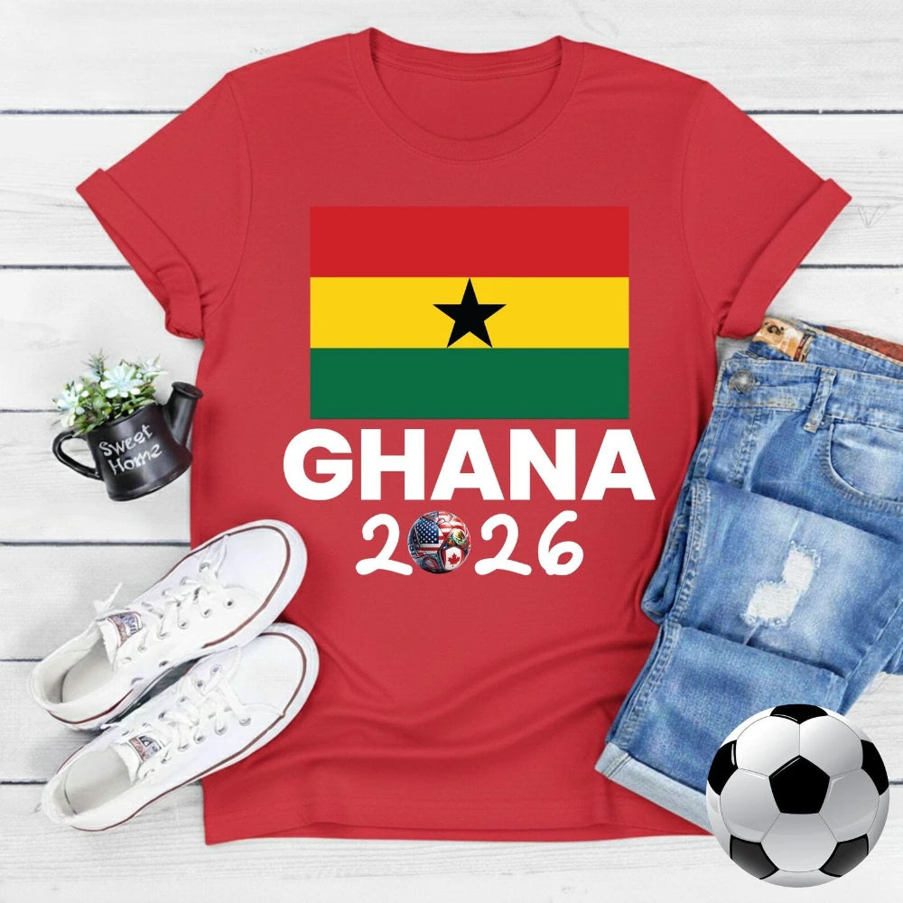 Ghana 2026 Flag T-Shirt Patriotic Supporter Tee Men Women Summer Fashion Crewneck Cotton Tops Soccer Part Supplies Clothing