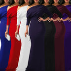 Sexy Fashionable Asymmetrical Shoulder Women's Dress with Slight Creasing on Chest Independent Station 2025 Long Evening Gown