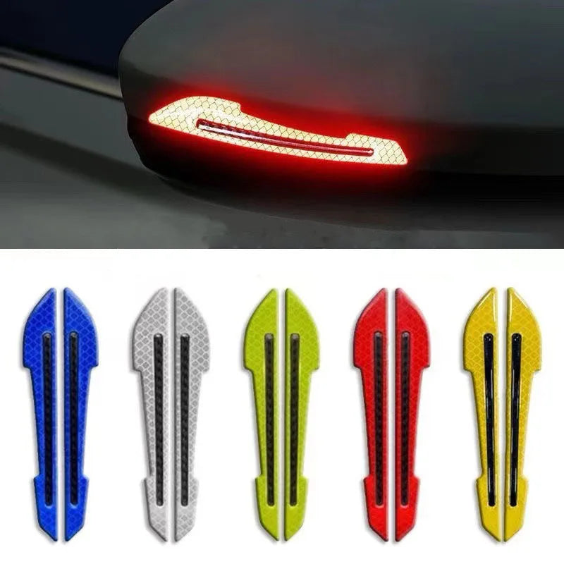 1 Set/2PCS Car Reflective Warning Mirror Strip Safety Warning Reflective Sticker For Universal Car Decorative Trims