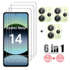 6in1 Full Gule Glass For Xiaomi Redmi Note 14 Tempered Glass Redmi Note 14 Screen Protector Camera Lens Film Redmi Note 14