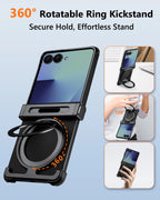 Eary Aluminum Metal Case for Samsung Galaxy Z Flip 7 with 360°Rotate Magnetic Ring Stand Ultra-Thin Slim Shells Shockproof Cover