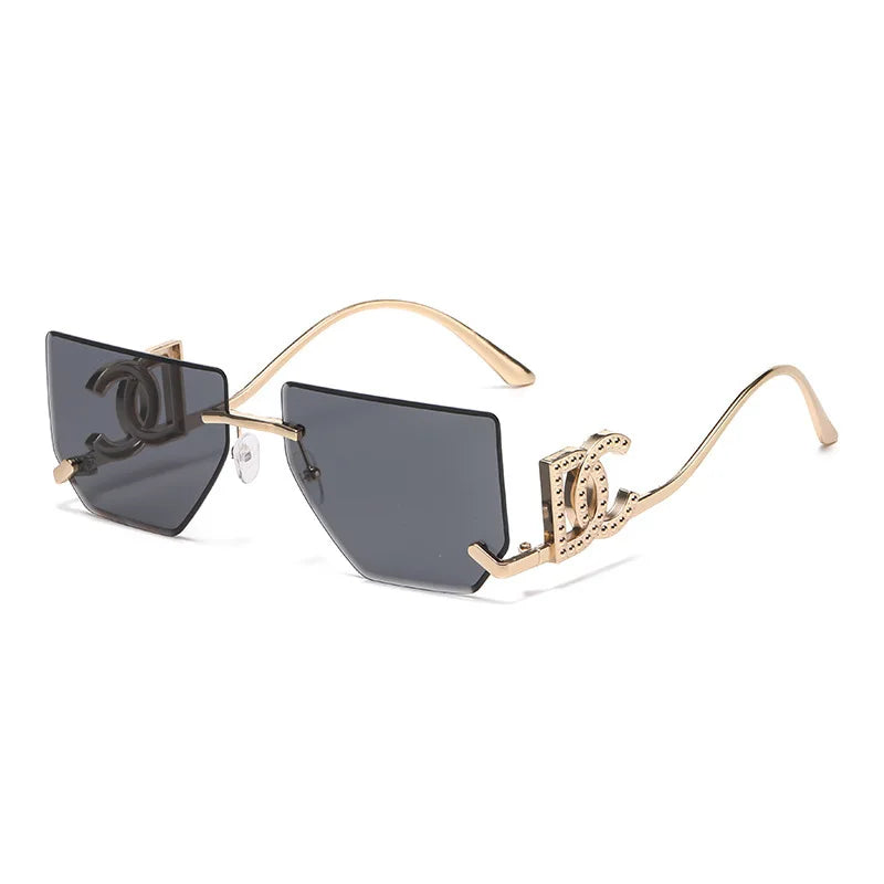 Luxury Rimless Brand Fashion Sunglasses For Women And Men Stylish Square Metal Sun Glasses Glamour Designer Shades UV400