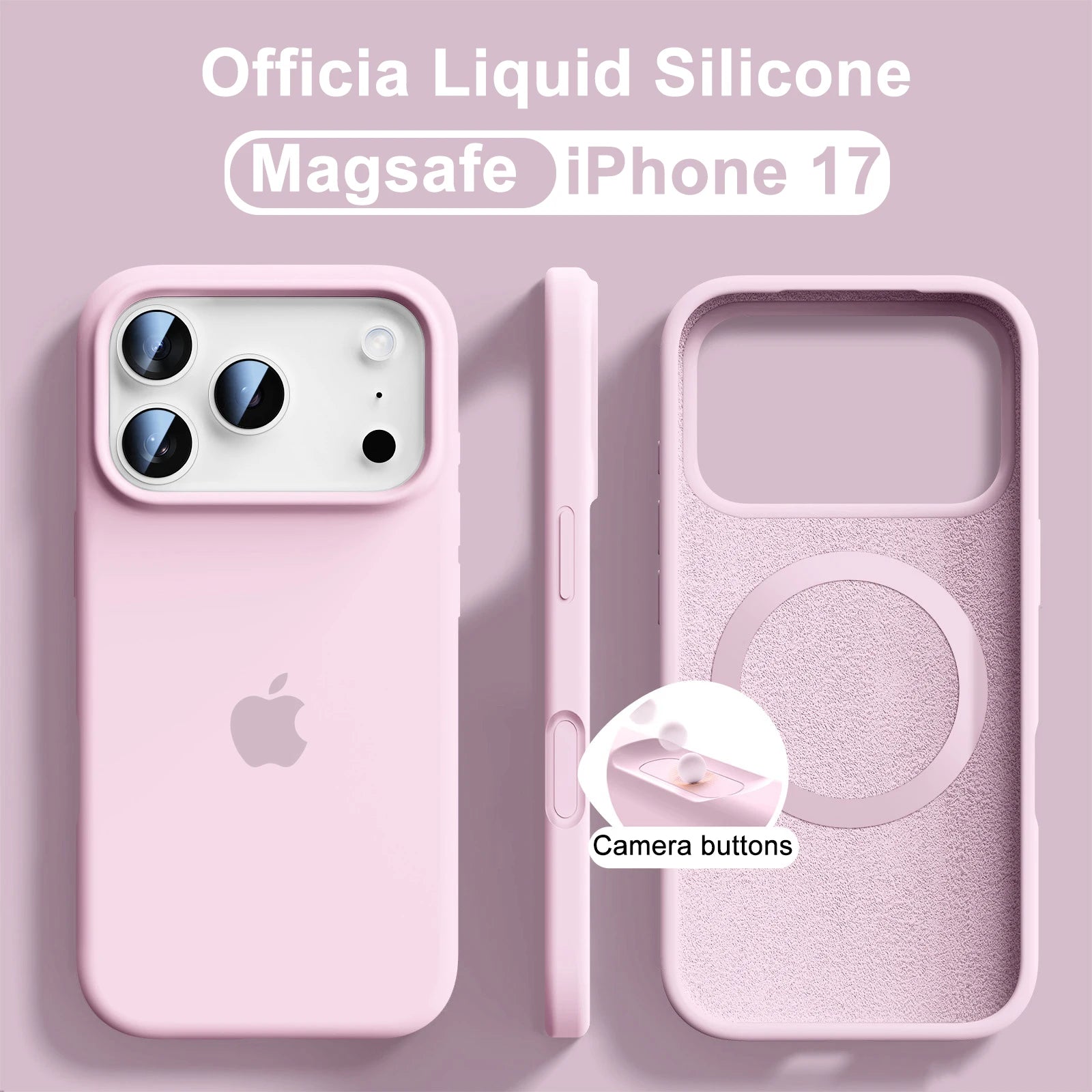 Official Solid Colour Liquid Silicone Magnetic Wireless Charging Phone Case For iPhone 17 Pro Max 16 15 14 13 Soft Bumper Cover