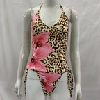 Women's Leopard Print Tankini Set V-Neck High-Waisted Swimsuit Two-Piece Simple Design New Series 2026