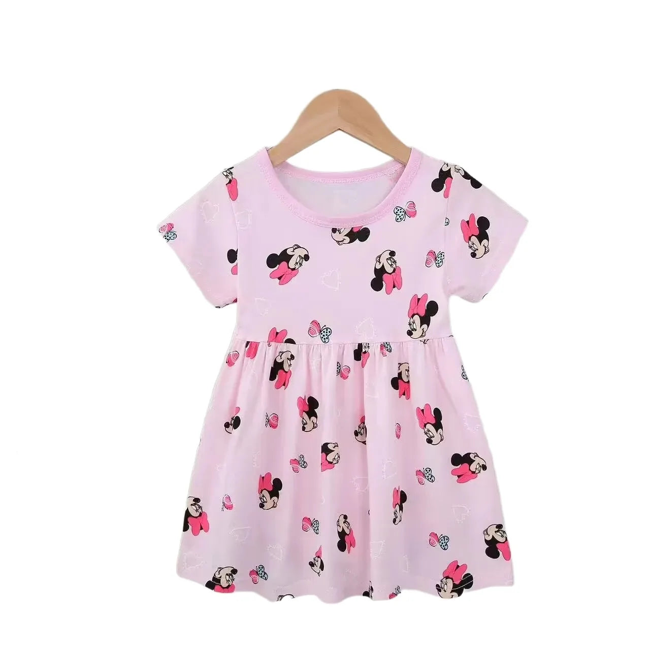 Summer Girl Short-sleeved Dress Cute Minnie Princess Style Casual Sundress for 2-6 years Kids Baby Version