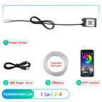 LED Car Interior Ambient Strip Lights RGB Fiber Optic Atmosphere Neon Lighting Kit W/ APP Remote Control Auto Decorative Lamps