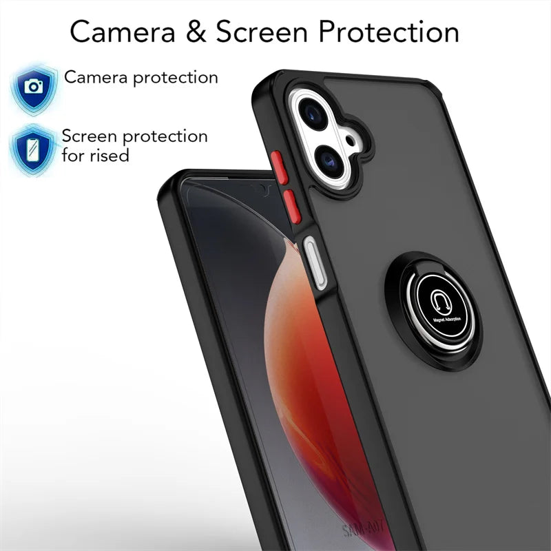 Armor Funda For Samsung Galaxy A07 4G Case Magnetic Ring Stand Holder Coque For Galaxy A 07 GalaxyA07 Hard PC Matte Back Cover