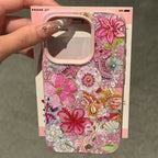 Floral And Beaded Patchwork Design Phone Case For iPhone 17 Pro Max 16 Plus 15 Pro 14 13 12 11 XR XS 17Air Soft Cover