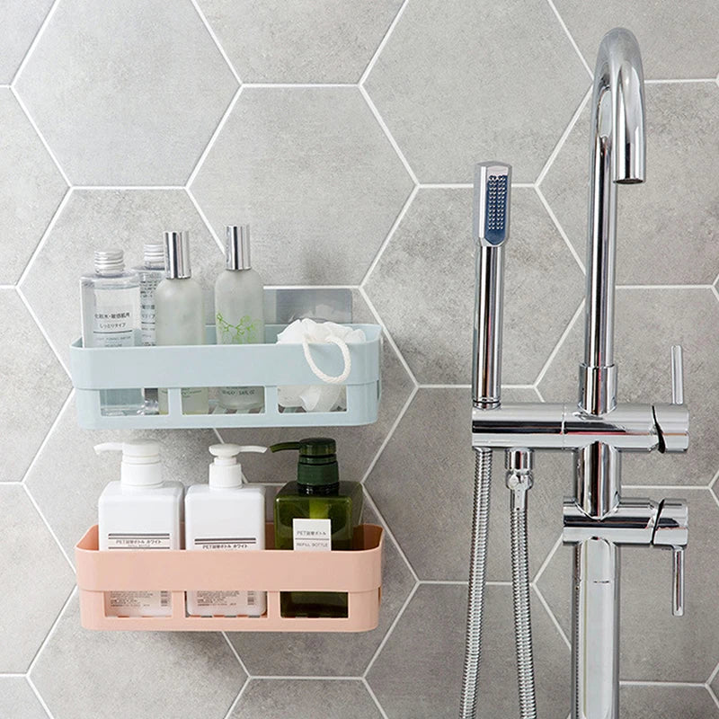 Hot Sale Adhesive Storage Rack Bathroom Accessories Corner Shower Shelf Kitchen Bathroom Shelf Home Decoration
