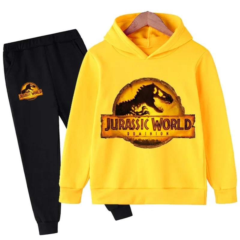 Kids Jurassic World  Children Dinosaur Hoodies Pants Set  Fashion Pullovers Clothes Boys Girls Dominion Sweatshirts Hooded Suit