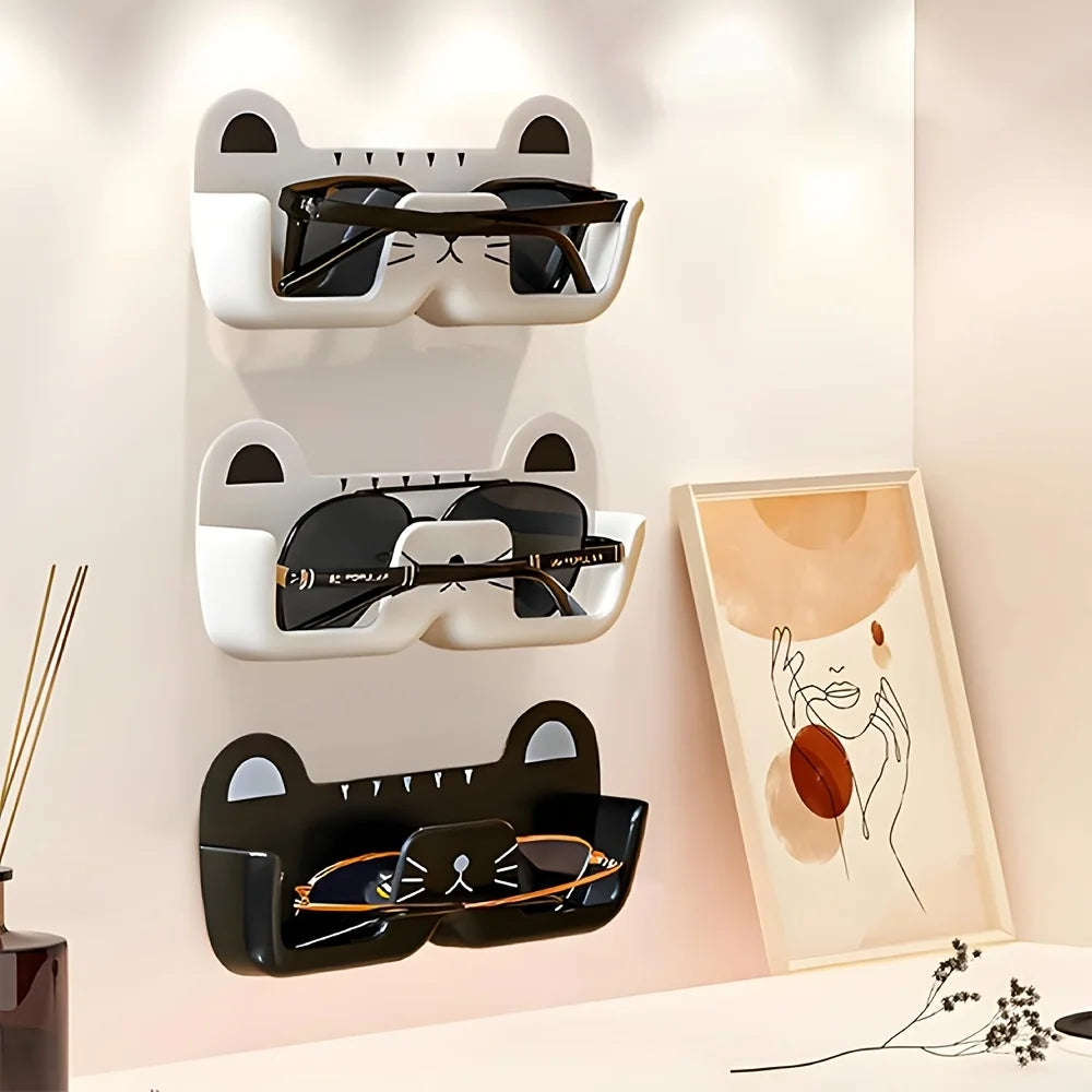 1pc No-Drill Wall Mounted Eyeglass Holder, Fashion Compact Glasses Storage Box for Home Multi-Scene
