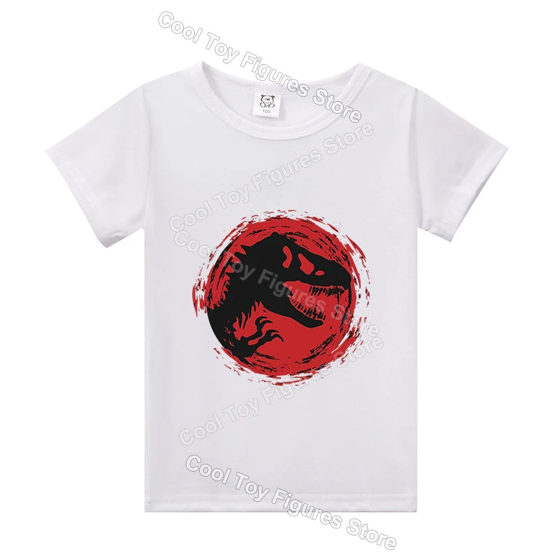 Jurassics World Series T-shirt Summer Hot Dinosaur Park Boys Girls Short Sleeve Top Trend Kids Base Clothes Birthday Gift