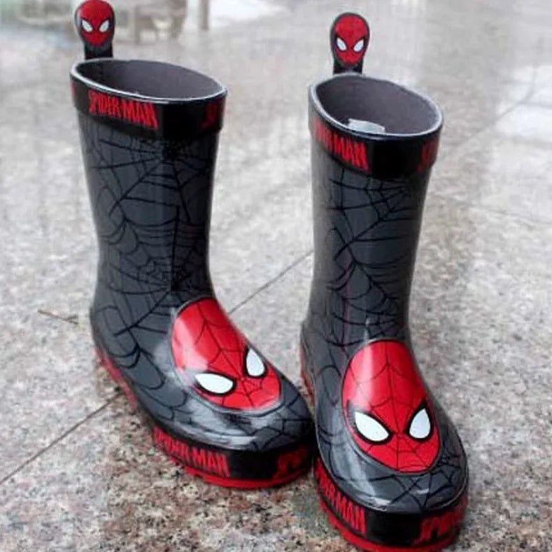 New Original Marvel cartoon kids Spider-Man Boots Student Rain Boots Children's  Fashion  Shoes Non-Slip Short shoes