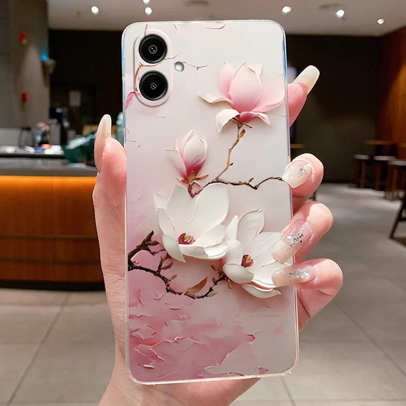 For Samsung A07 2025 Clear Phone Case Luxury Butterfly Flowers Casing For Samsung Galaxy A07 SamsungA07 A 07 Silicone Back Cover