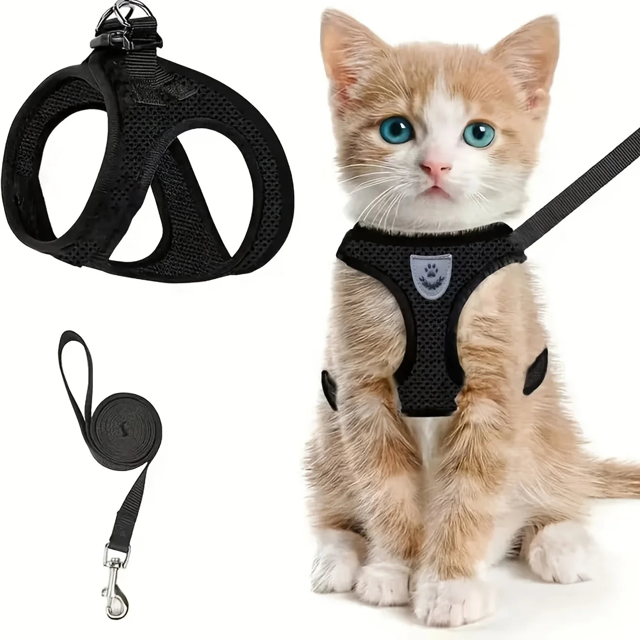 Breathable Vest-Style Pet Harness & Shock-Absorbing Leash, Comfortable for Dogs & Cats Outdoor Walking