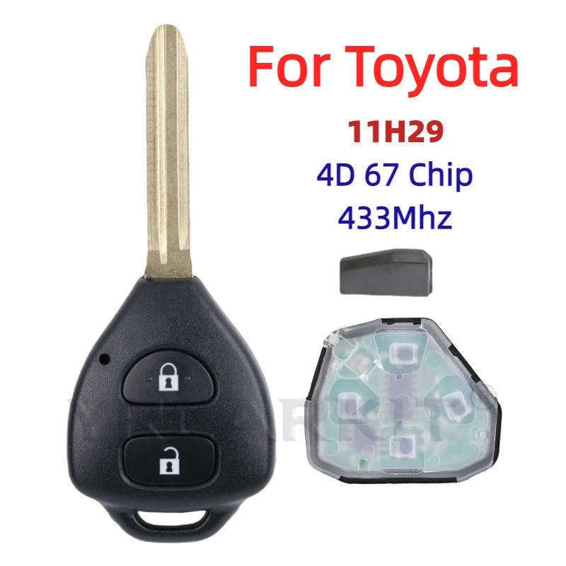 For Toyota RAV4 Corolla Europe 2006 2007 2008 2009 2010 2 Buttons Smart Remote Car Key Fob 433Mhz ID67 Chip 11H29