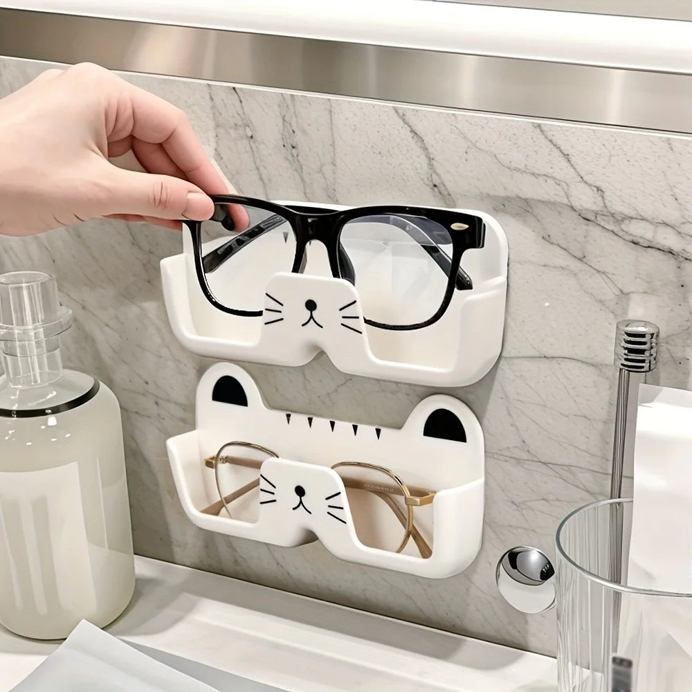 1pc No-Drill Wall Mounted Eyeglass Holder, Fashion Compact Glasses Storage Box for Home Multi-Scene