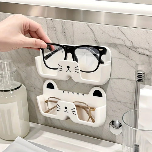 1pc No-Drill Wall Mounted Eyeglass Holder, Fashion Compact Glasses Storage Box for Home Multi-Scene