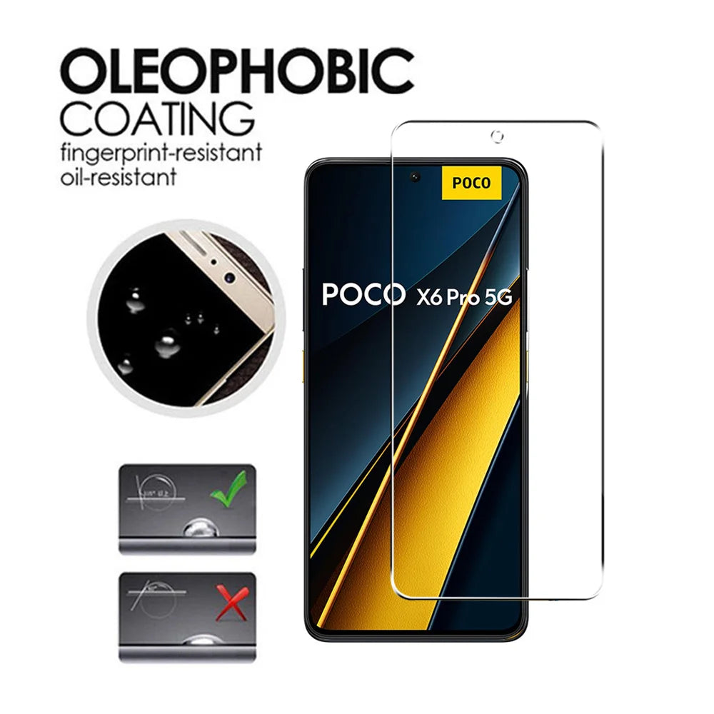 4PCS Tempered Glass For POCO X8 X6 X7 X5 X4 X3 F7 F6 F5 GT Pro Screen Protectors For POCO M7 M6 M5 M3 Pro 5G Protective Glass