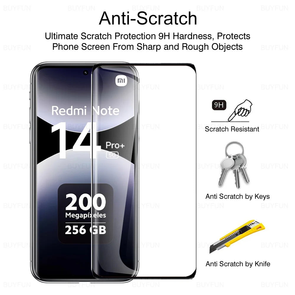 For Redmi Note 14 15 Pro+ 5G Glas 2Pcs Curved Tempered Glass Xiaomi Note14 Pro Plus Note15 15Pro 14Pro 4G Screen Protector Cover