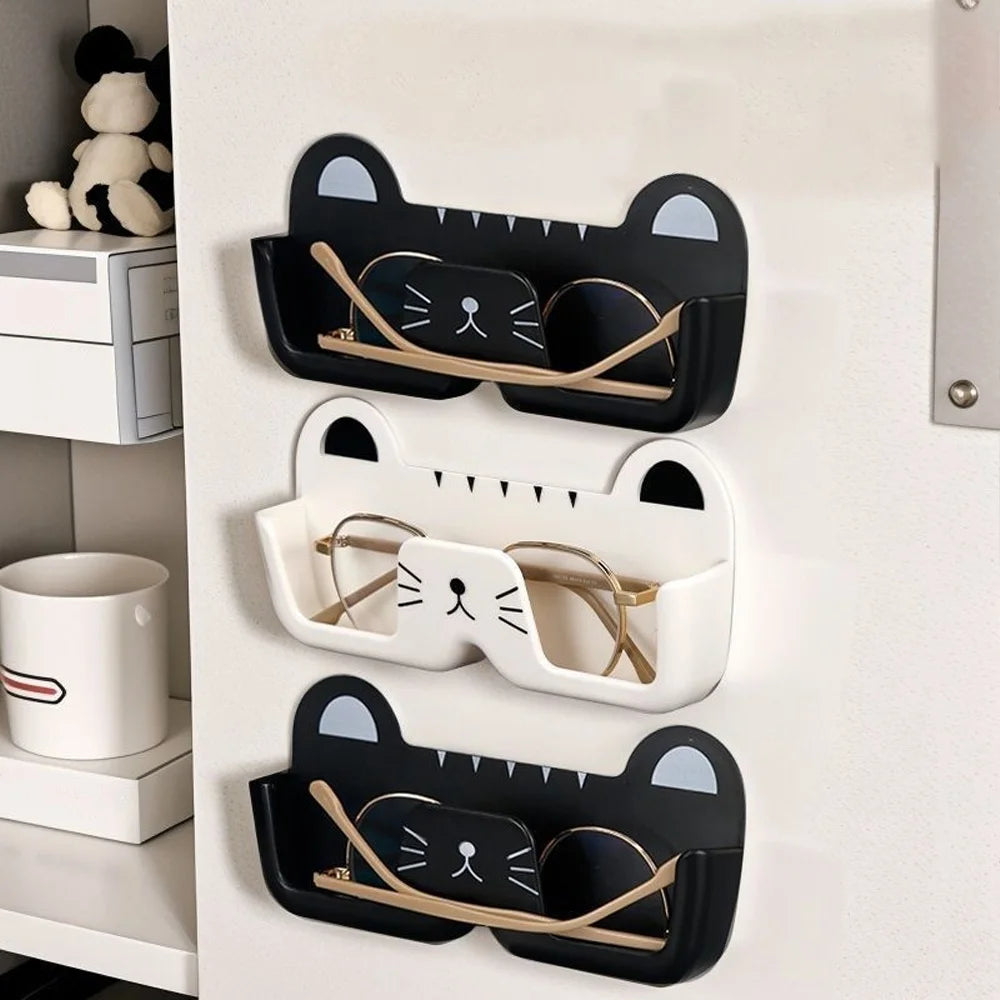 1pc No-Drill Wall Mounted Eyeglass Holder, Fashion Compact Glasses Storage Box for Home Multi-Scene