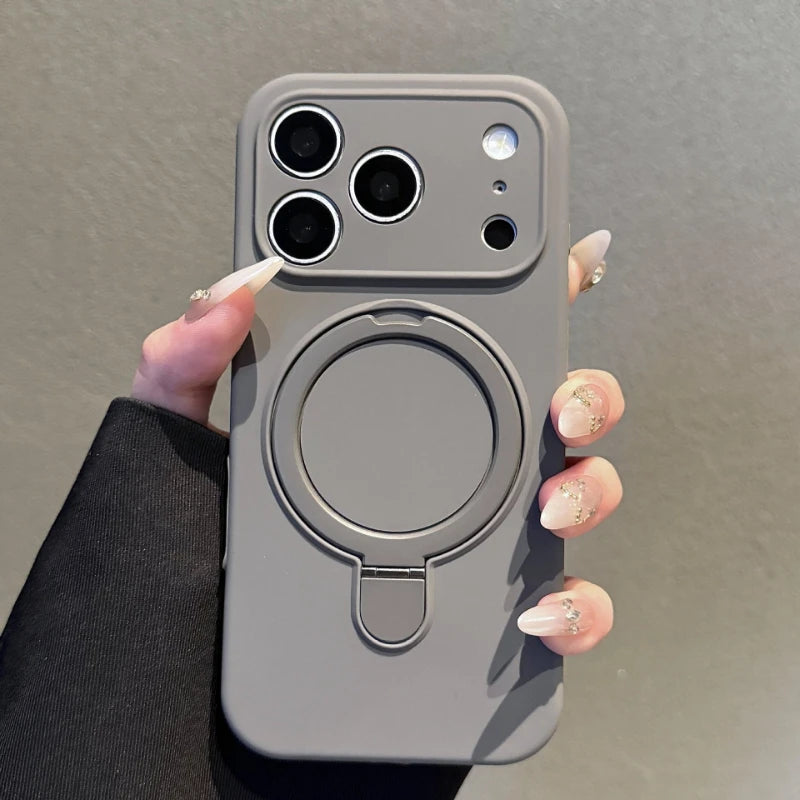 Liquid Silicone Stand Holder for Magsafe Case for iPhone 17 16 15 14 Pro Max Magnet Wireless Charge Camera Control Button Cover