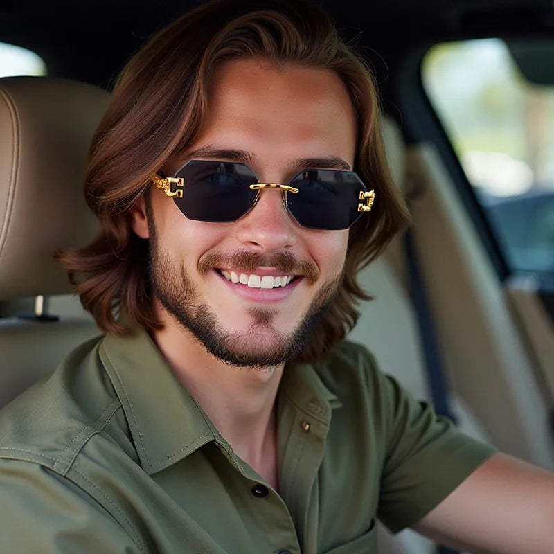new rimless sunglasses UV400 fashion square metal glasses for men women designer unisex brand sun glasses shades for outdoor