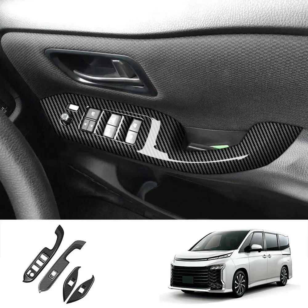 RHD For Toyota Voxy 90 Series 2021 2022 2023 Carbon Fiber inner Steering Wheel Button Decorative Cover Accessories Car Styling