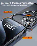 Eary Frameless Phone Case for iPhone 16 15/14 Pro Max Racetrack Shaped Cool Design Aluminum Matal Bumper Shockproof Phone Cover