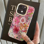 Floral And Beaded Patchwork Design Phone Case For iPhone 17 Pro Max 16 Plus 15 Pro 14 13 12 11 XR XS 17Air Soft Cover