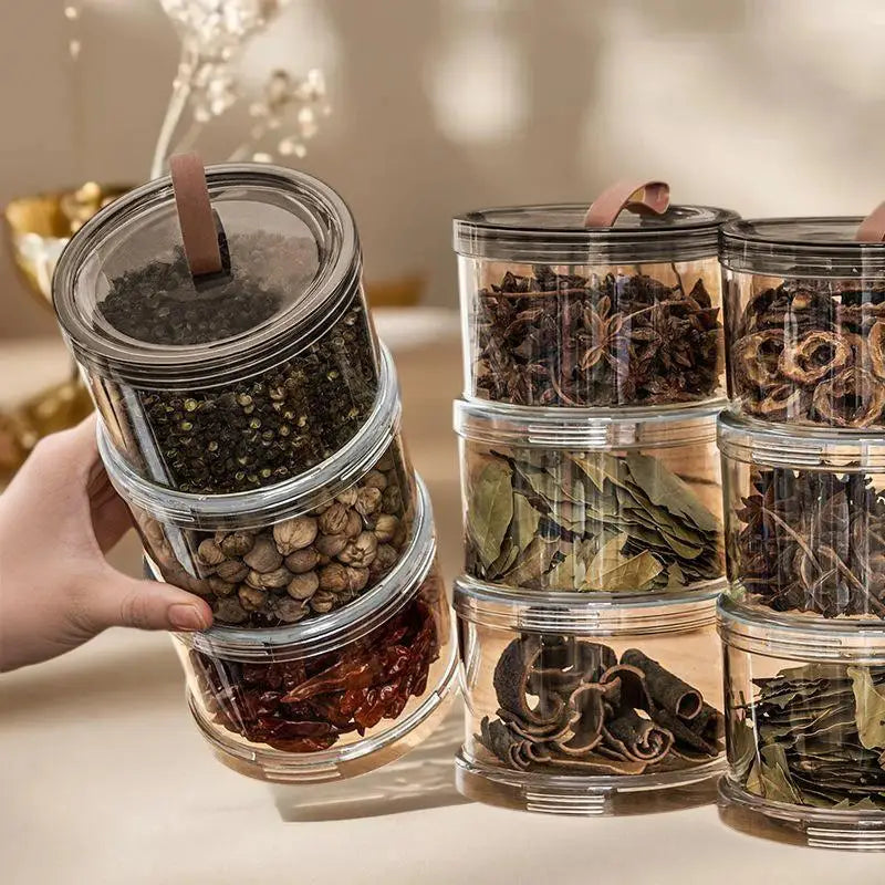 Sealed Jars Kitchen Seasoning Storage Organizer Airtight Stackable Bottle Organization Space-Saving Design For Home Dish Counter