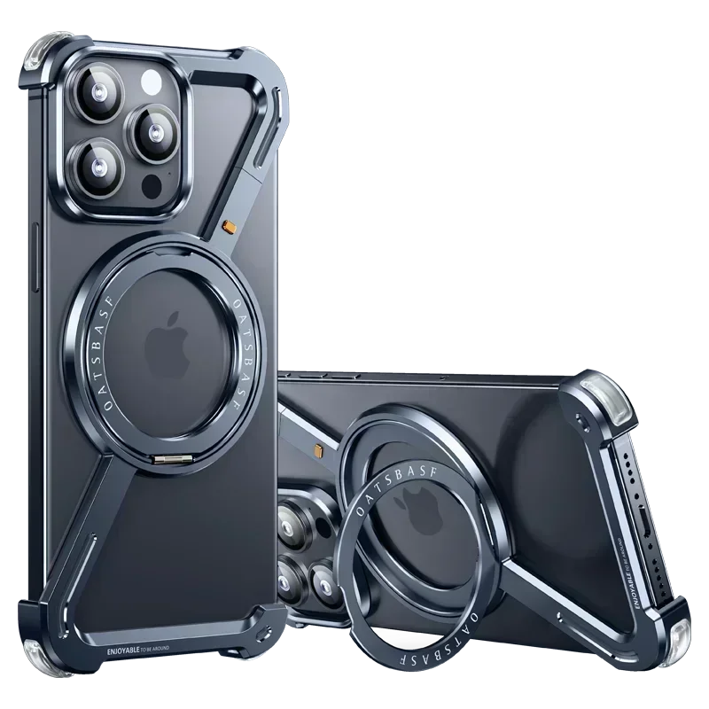 Eary Z Case for iPhone 16 15 14 13 12 Pro Max for Magsafe 360°Rotatable Magnetic Kickstand Metal Frameless Bumper Phone Cover