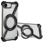 Eary Frameless Case for iPhone 16 E Magsafe Z-Shaped Phone Cover With 360°Rotate Magnetic Kickstand Metal Shockproof Protective