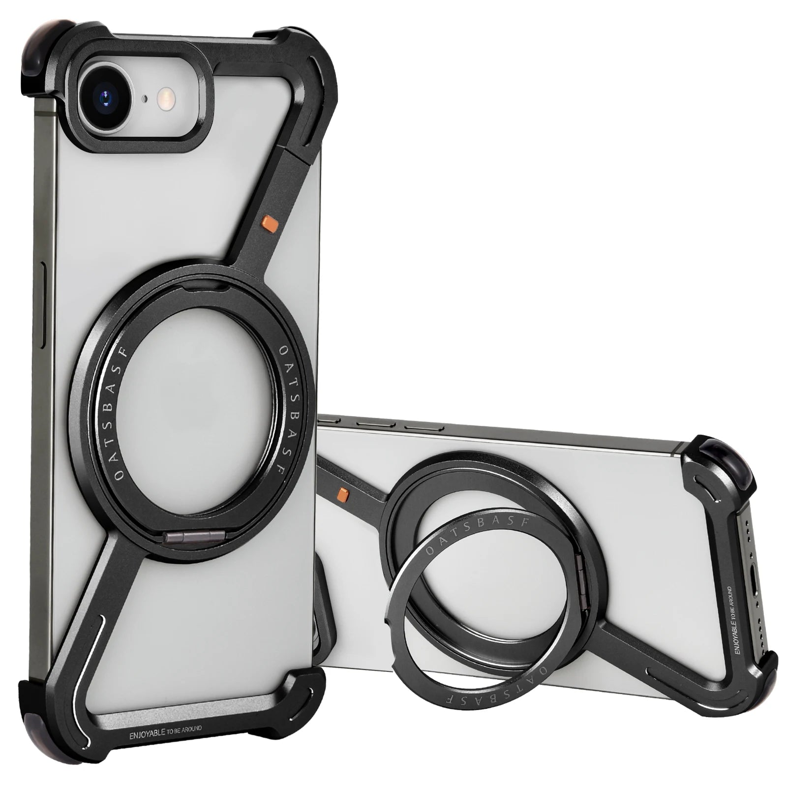 Eary Z Shape Phone Case For Iphone 16 E With 360 Rotating Adjustable Magnetic Ring Stand Frameless Shockproof Protector Shells