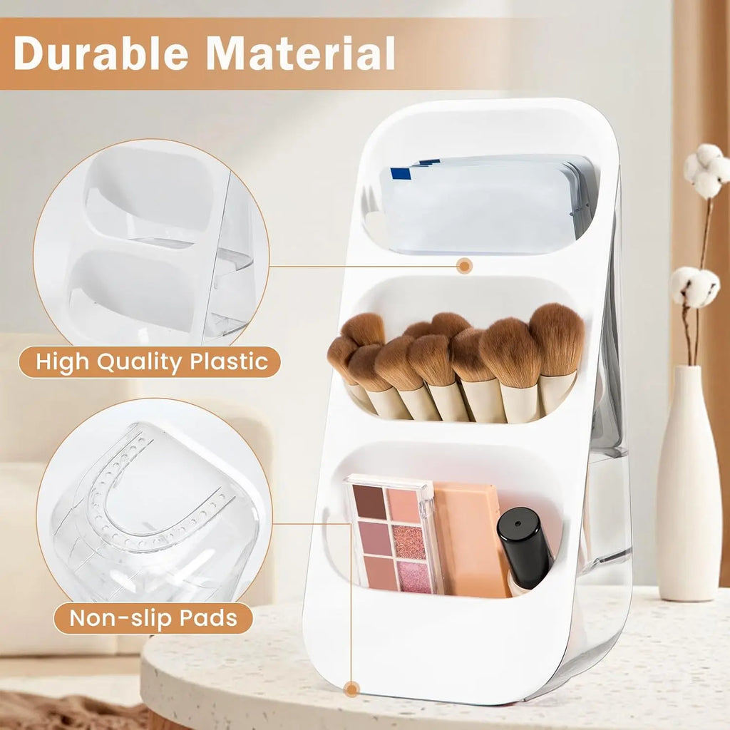 Makeup Tool Storage Rack Step Design Large Capacity Cosmetic Organizer for Skincare Makeup Brushes Lipsticks