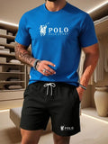 Sports Style Men's Summer Breathable Sportswear Short Sleeved T-shirt+shorts, Lightweight and Comfortable Casual 2-piece Set