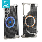 Eary for Samsung Galaxy S25 Ultra Phone Cases 360 Rotate Magnetic Stand Carbon Fiber Cover for MagSafe Military-Grade Drop Shell