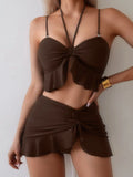 2025 Women's 3-Piece Convertible Tankini Set Sexy Haiecelter Strapless Bikini with Cover-Up Multi-Wear Swimwear Holiday Outfits