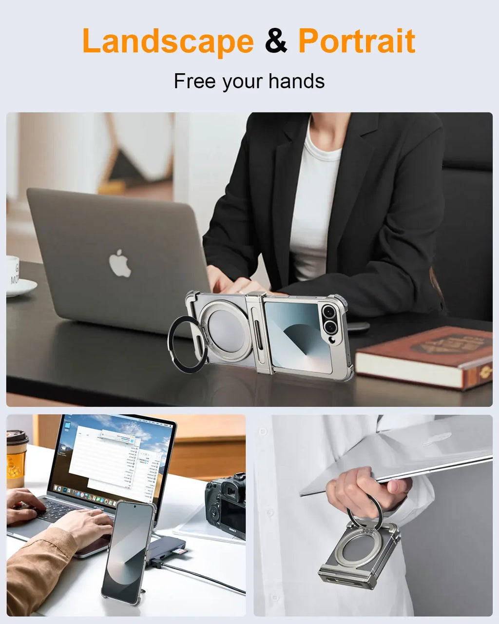 Eary for Samsung Galaxy Z Flip 7 6 Case for MagSafe 360°Rotatable Magnetic Kickstand Wireless Charging Anti Scratch Phone Cover