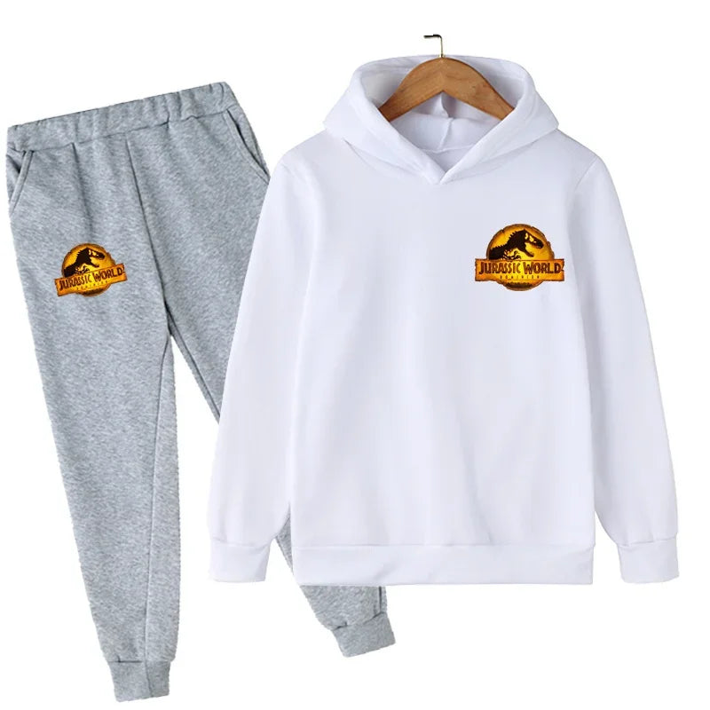 Kids Jurassic World  Children Dinosaur Hoodies Pants Set  Fashion Pullovers Clothes Boys Girls Dominion Sweatshirts Hooded Suit