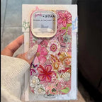 Floral And Beaded Patchwork Design Phone Case For iPhone 17 Pro Max 16 Plus 15 Pro 14 13 12 11 XR XS 17Air Soft Cover