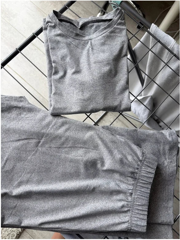 2 pieces women sets 2026 best-selling knitted short-sleeved T-shirt+long pants set two pieces sets women's clothing