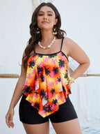Plus Size Women's Swimsuit 2025 Two Piece Sets Tankini Beach Outfits Ruffled Tank Top High Waisted Shorts Bathing Suit