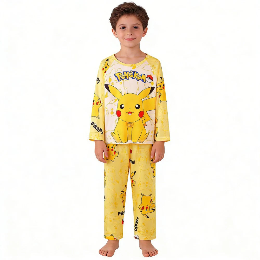 Kids Cute Pikachu Pajamas Set Pokemon Long Sleeve Sleepwear Adorable Pjs for Boys Girls Soft Comfortable Nightwear
