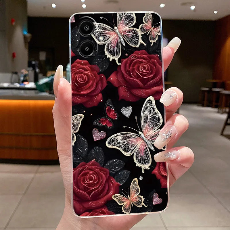 For Samsung A07 2025 Clear Phone Case Luxury Butterfly Flowers Casing For Samsung Galaxy A07 SamsungA07 A 07 Silicone Back Cover