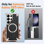 Eary for Samsung Galaxy S25 Ultra Phone Cases 360 Rotate Magnetic Stand Carbon Fiber Cover for MagSafe Military-Grade Drop Shell