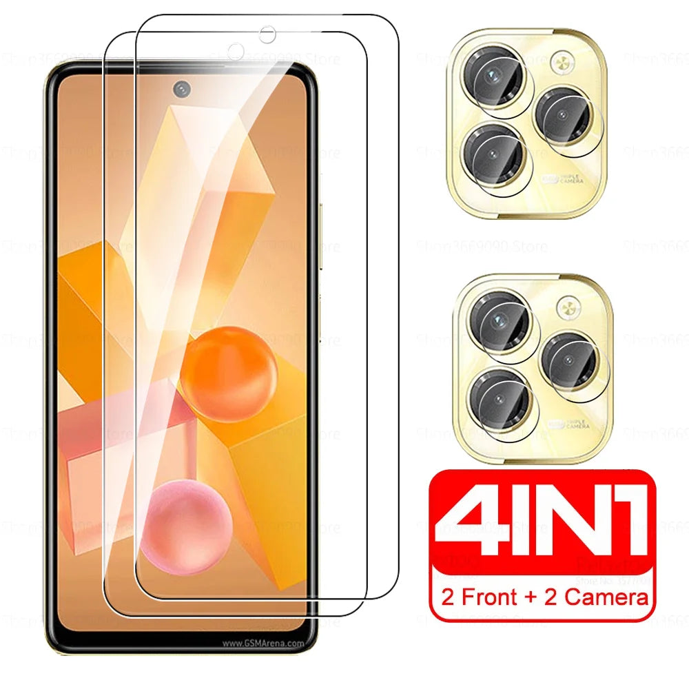 For Infinix Hot 40 Pro Glass 4in1 Camera Protective Tempered Glass For Infinix Hot 40i Hot40 40Pro Screen Protector Film Cover