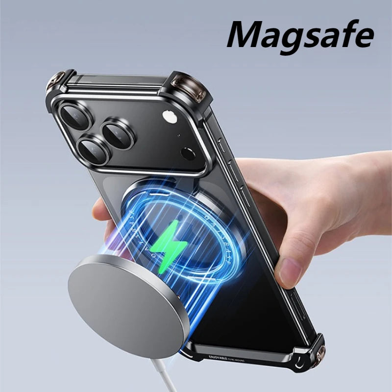 Eary Metal Magnetic Phone Case for iPhone 17 Pro Max/17 Pro/17 Air for Magsafe 360°Stand Frameless Shockproof Protector Cover