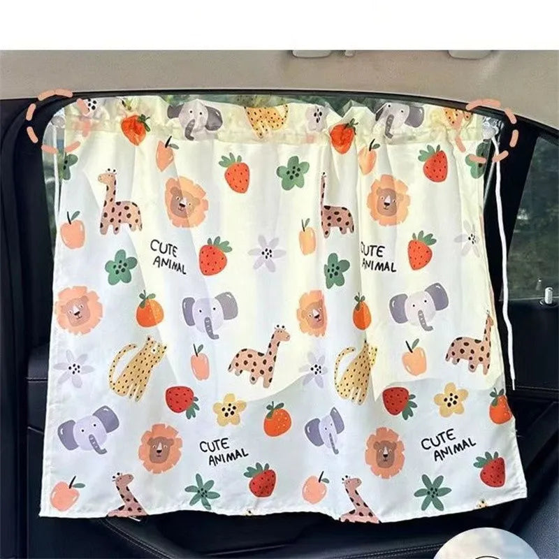 Suction Cup Curtain In The Car Window Sunshade Cover Cartoon Universal Side Window Sunshade UV Protection For Kid Baby Children
